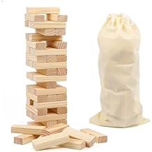 54PCS الكلاسيكية كتلة التراص المجلس لعبة كتل خشبية التراص ألعاب للأطفال والعائلات لعبة كتل برج متقلب للأطفال والكبار مع حقيبة التخزين
