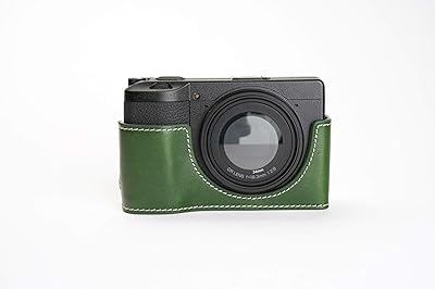 GR III Camera Case, BolinUS Handmade Genuine Real Leather Half Camera Case Bag Cover for Ricoh GR III GR3 Camera Bottom Opening Version  Hand Strap Green